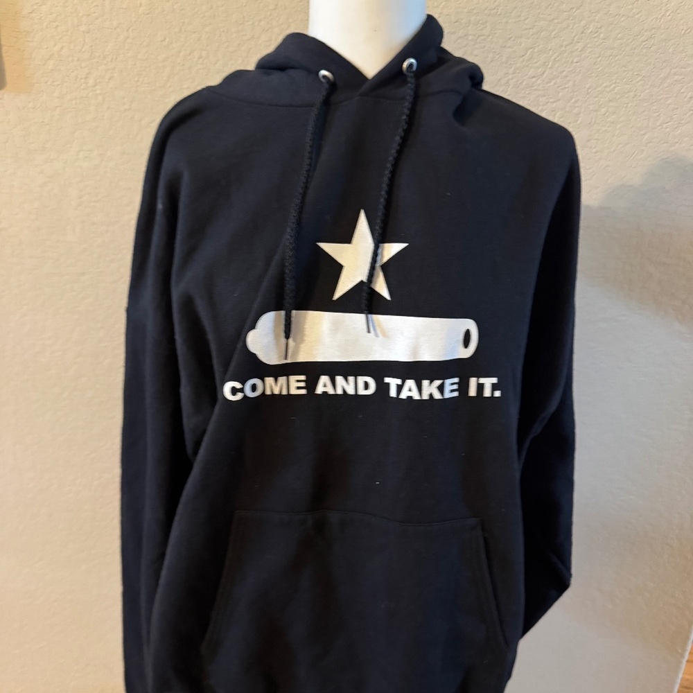 Men's Hanes Like NEW "Come and Take It" Black Hoodie Sweatshirt Size 2XL